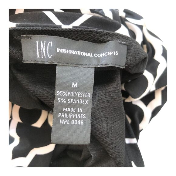 INC International Concept M Medallion Shift dress 3/4 sleeve Stretch Career Sz M - Picture 12 of 12